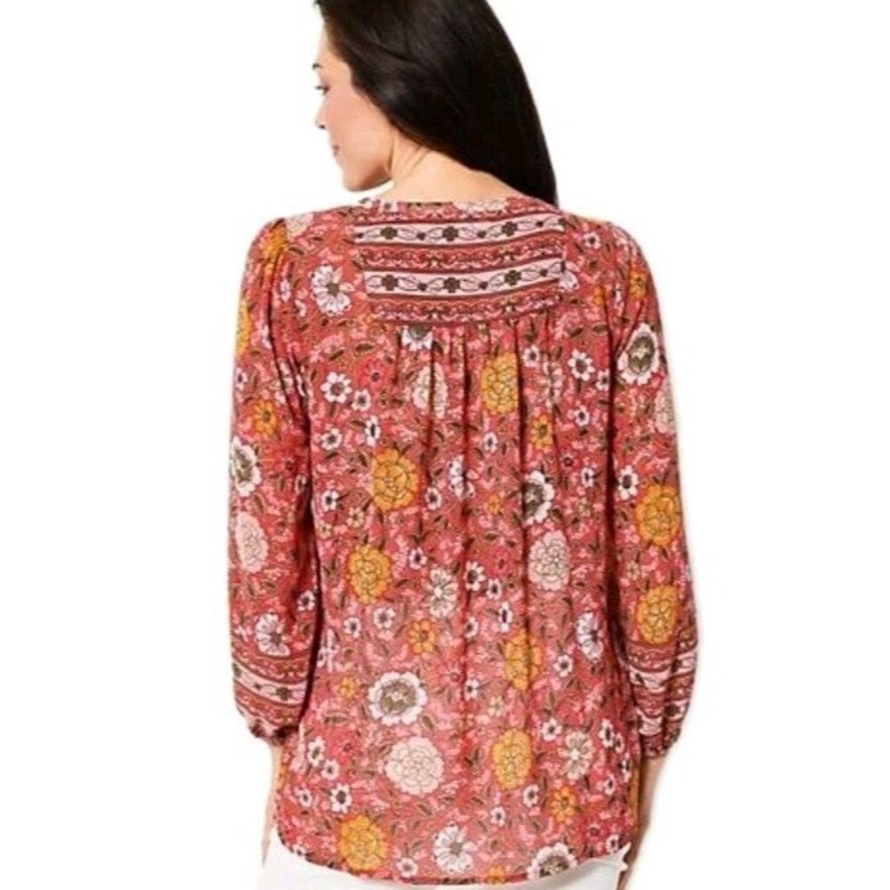 NWOT BELLE KIM GRAVEL Womens 3X Romantic Peasant Boho Floral Top Pink A471030 - Picture 6 of 16